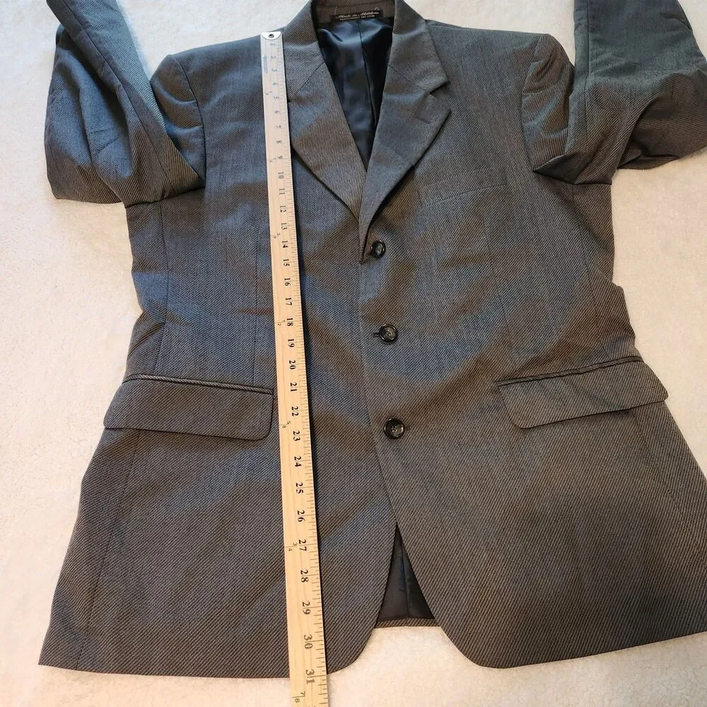 Wool Blend Brassero Made In Moldova Gray Suit Jacket Sport Coat Blazer 42R/36W